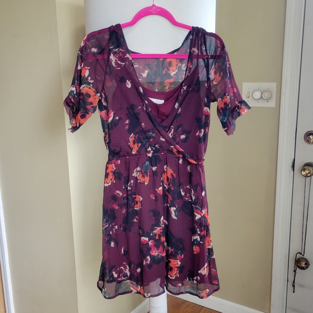 Abercrombie & Fitch Burgandy Floral Dress